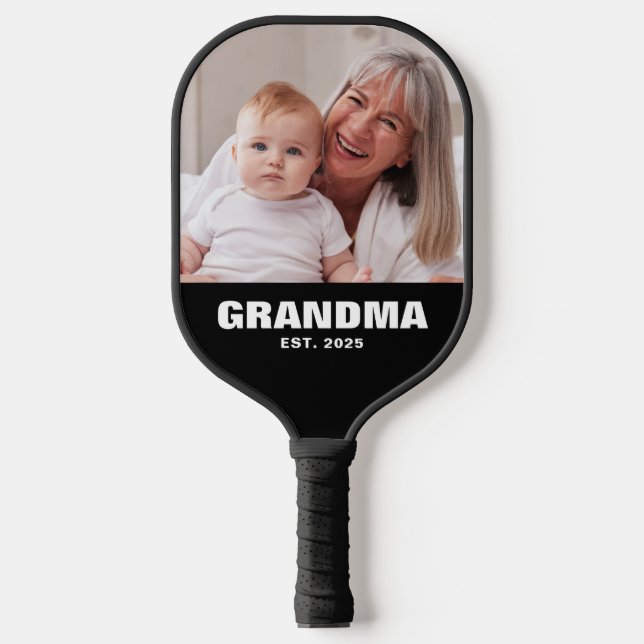 Grandma Established Fun Bold Photo Pickleball Paddle (Front)