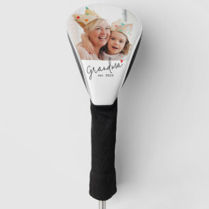 Grandma Established Fun Script Photo Golf Head Cover