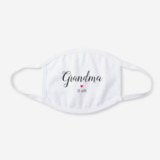 Grandma Established in Anniversary Year White Cotton Face Mask