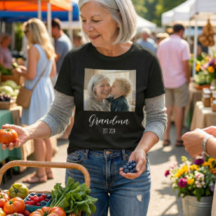 Grandma Established Minimalist White Script Text T-Shirt