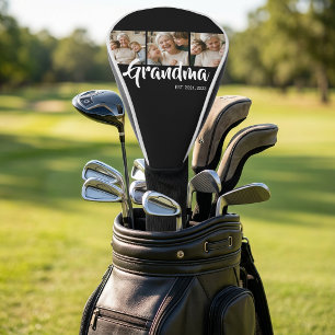 Grandma Established Modern Bold Script 3 Photo Golf Head Cover