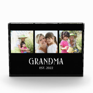 Grandma Established Modern Script 3 Photo Block