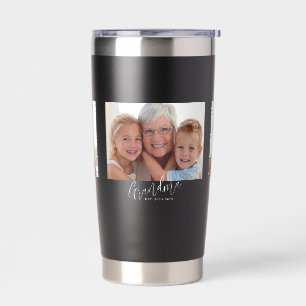 Grandma Established Modern Script 3 Photo Insulated Tumbler