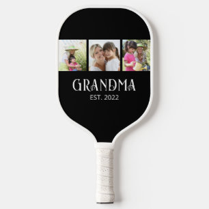Grandma Established Modern Script 3 Photo Pickleball Paddle