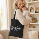 Grandma Established New Grandma Gift Tote Bag<br><div class="desc">Black White Grandma Established New Grandma Gift - Minimal Elegant Script Grandma Tote Bag - Customize the “Est.” year to mark when your first grandchild was born,  then add more years for each grandchild.</div>