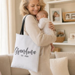 Grandma Established New Grandma Gift Tote Bag<br><div class="desc">Black White Grandma Established New Grandma Gift - Minimal Elegant Script Grandma Tote Bag - Customize the “Est.” year to mark when your first grandchild was born,  then add more years for each grandchild.</div>