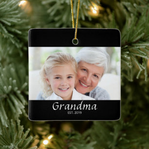 Grandma Established Photo Ceramic Ornament