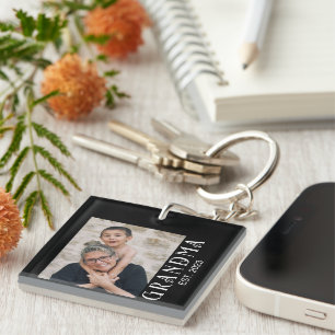 Grandma Established Photo Gift Keychain