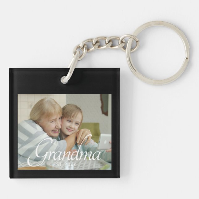 Grandma Established Photo Gift Keychain (Back)