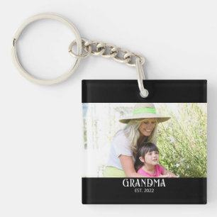 Grandma Established Photo Gift Keychain