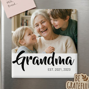 Grandma Established Photo Gift Magnet