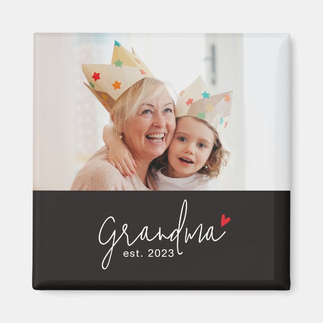 Grandma Established Photo Gift Magnet (Front)