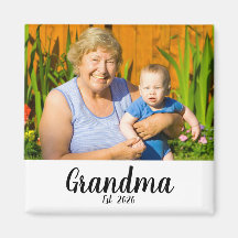Grandma Established Photo Gift Magnet