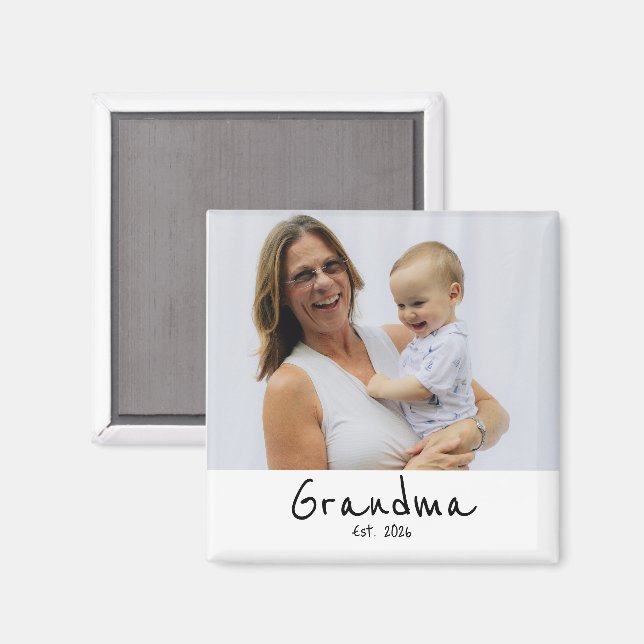 Grandma Established Photo Gift Magnet (Front/Back)