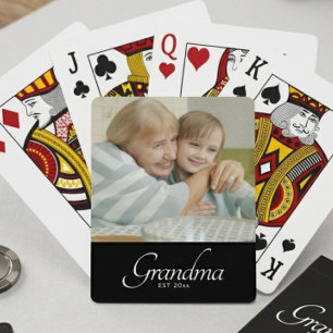 Grandma Established Photo Gift Playing Cards
