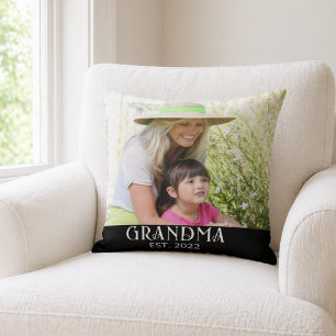 Grandma Established Photo Gift  Throw Pillow