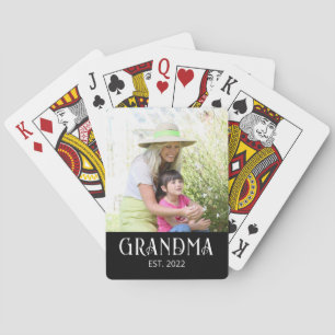 Grandma Established Photo  Playing Cards