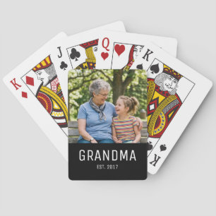 Grandma Established Photo  Playing Cards