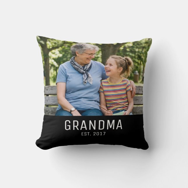 Grandma Established Photo Throw Pillow (Front)