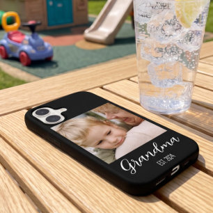 Grandma Established Photo White Script Text iPhone 16 Case
