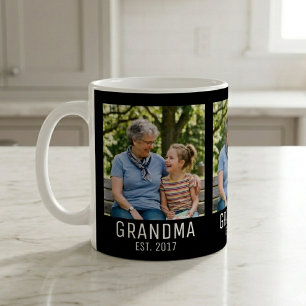 Grandma Established Script Black 3 Photo  Coffee Mug