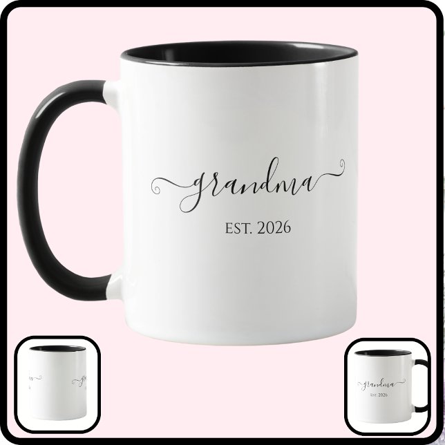 Grandma Established Script Custom Year  Mug (Creator Uploaded)