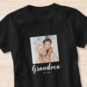 Grandma Established Script Photo  T-Shirt
