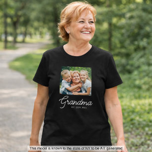 Grandma Established Script Photo T-Shirt