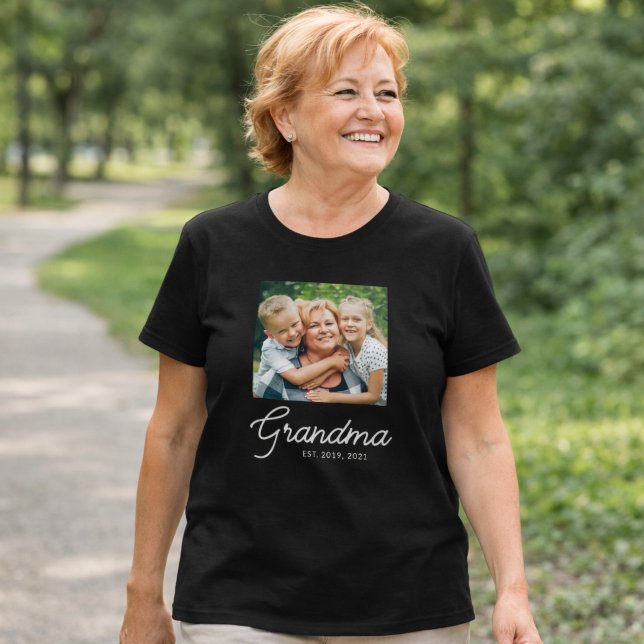 Grandma Established Script Photo T-Shirt (Creator Uploaded)