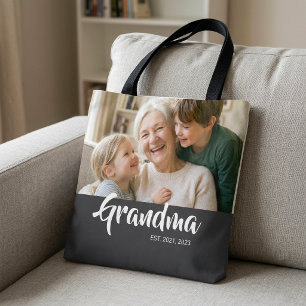 Grandma Established Script Photo Tote Bag