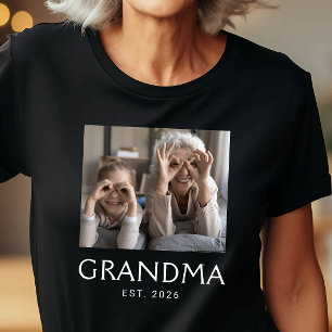 Grandma Established Typography Photo T-Shirt