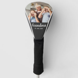 Grandma Established White Script Photo Golf Head Cover