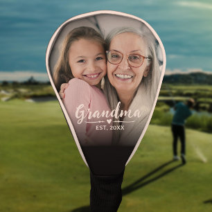 Grandma Established White Script Photo Golf Head Cover
