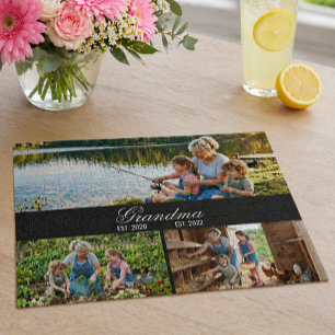 Grandma Established Year Memory Photo Collage Jigsaw Puzzle