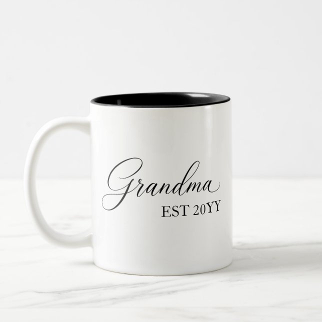 Grandma Established [Year] – Personalized  Two-Tone Coffee Mug (Left)