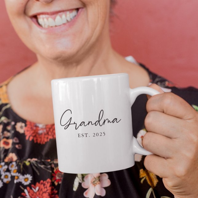 Grandma Established Year Simple Minimalist Gift Coffee Mug (Creator Uploaded)