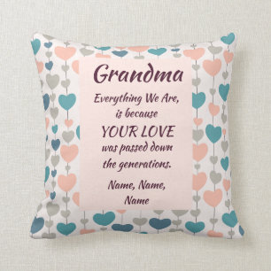 Grandma Everything We Are - Your Love - Add Names Throw Pillow