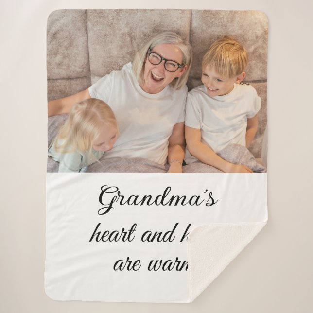 Grandma Family Love Simple Elegant Black Script  Sherpa Blanket (Front)