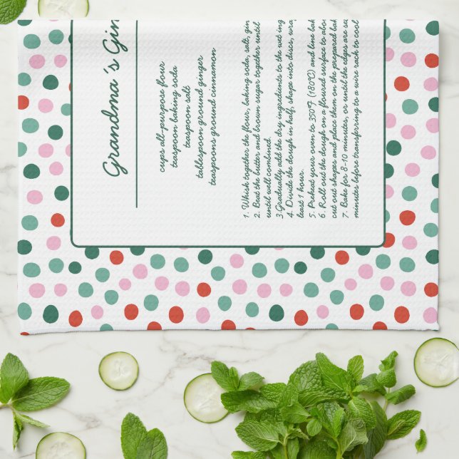Grandma Family Recipe Holiday Kitchen Towel (Folded)