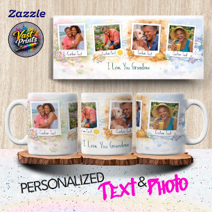 Grandma Floral Custom Photo Collage Watercolor Mug