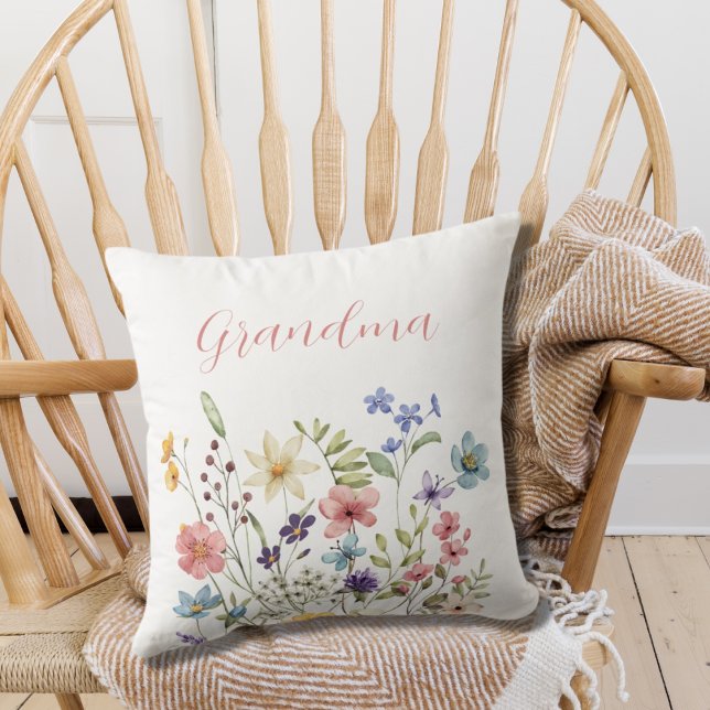 Grandma Floral Throw Pillow (Creator Uploaded)