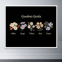 Grandma Flower Garden Custom 5 Name Vintage Floral