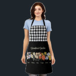 Grandma Flower Garden Custom 7 Name Vintage Floral Apron<br><div class="desc">This Grandma's Garden Flower and Grandkids Name custom design is a delightful blend of vintage charm and personalized warmth. It is the perfect addition to any grandmother's haven, bringing the beauty of a botanical garden right into her home. Featuring a stunning vintage flower illustration that captures the essence of grandma's...</div>