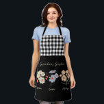 Grandma Flower Garden Custom Name Vintage Floral Apron<br><div class="desc">This Grandma's Garden Flower and Grandkids Name custom design is a delightful blend of vintage charm and personalized warmth. It is the perfect addition to any grandmother's haven, bringing the beauty of a botanical garden right into her home. Featuring a stunning vintage flower illustration that captures the essence of grandma's...</div>