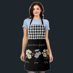 Grandma Flower Garden Custom Name Vintage Floral Apron<br><div class="desc">This Grandma's Garden Flower and Grandkids Name custom design is a delightful blend of vintage charm and personalized warmth. It is the perfect addition to any grandmother's haven, bringing the beauty of a botanical garden right into her home. Featuring a stunning vintage flower illustration that captures the essence of grandma's...</div>