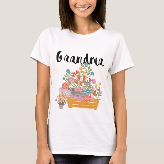 Grandma Flower Garden Design T-Shirt (Front)