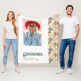 Grandma Fun Personalized Abstract Rainbow Fleece Blanket