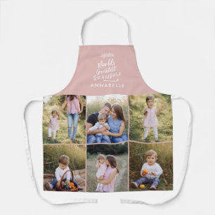 Grandma gift 8 photo grandchild simple typography  apron