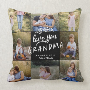 Grandma gift 8 photo grandchild simple typography throw pillow