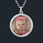 Grandma Gift Grandchild Photo Name Silver Plated Necklace<br><div class="desc">Grandma Gift.  Photo of Grandchild & Name.</div>